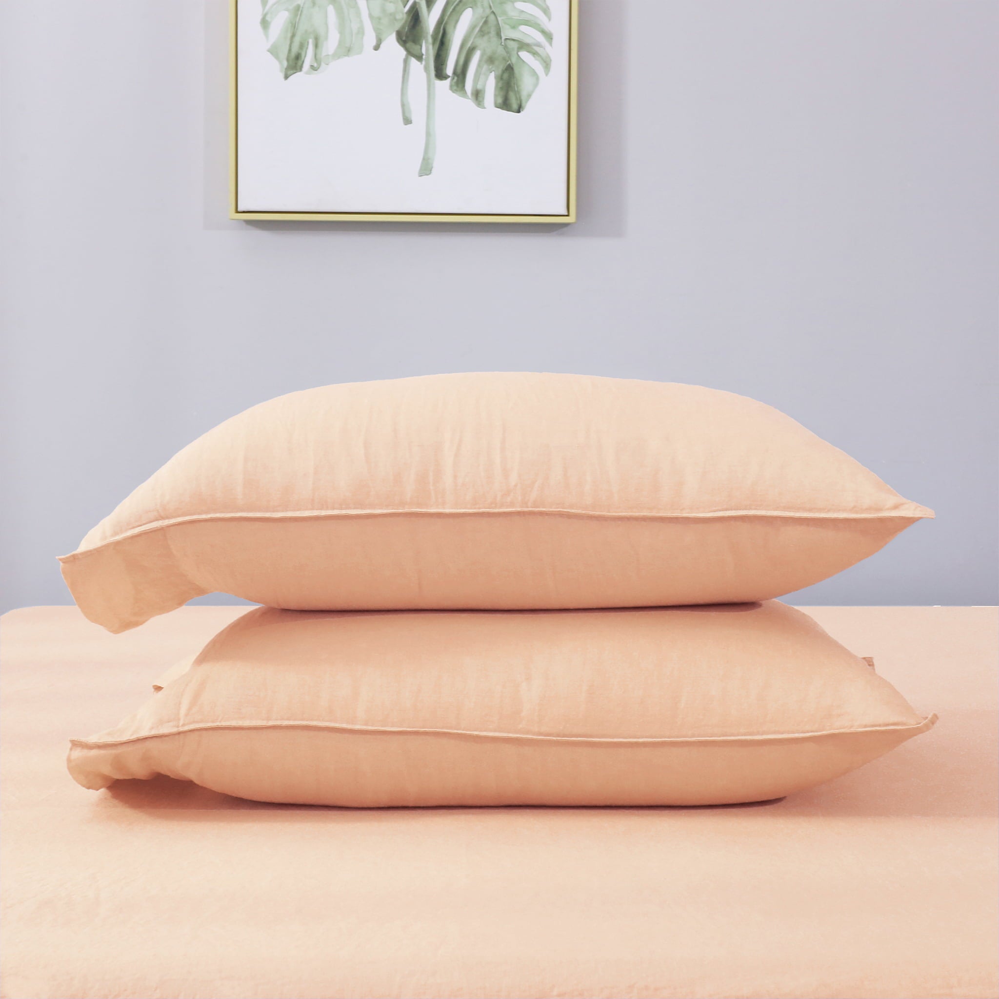 Peach Linen Pillowcase Set - Linen Time