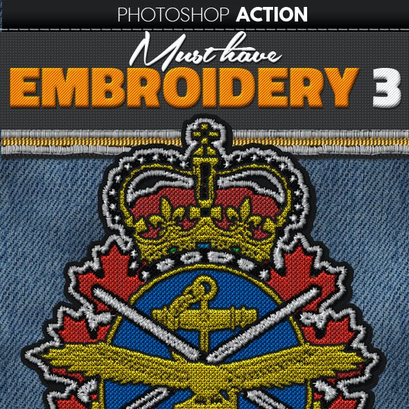 Embroidered Logo Badge Photoshop Action