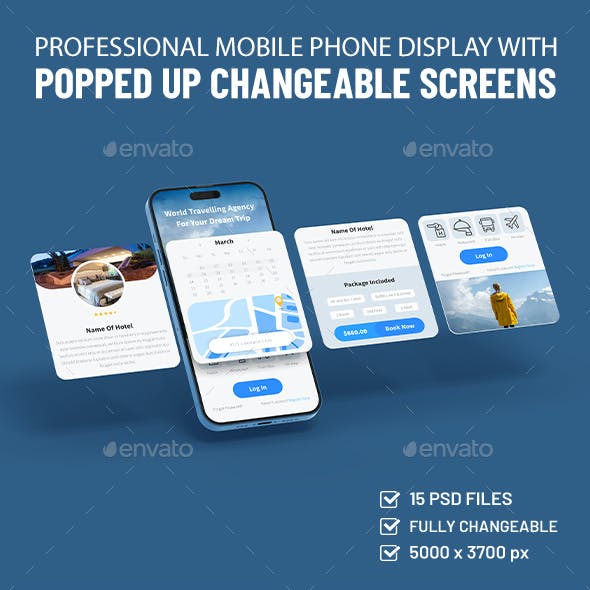 Professional Mobile Phone Display with popped up changeable screens