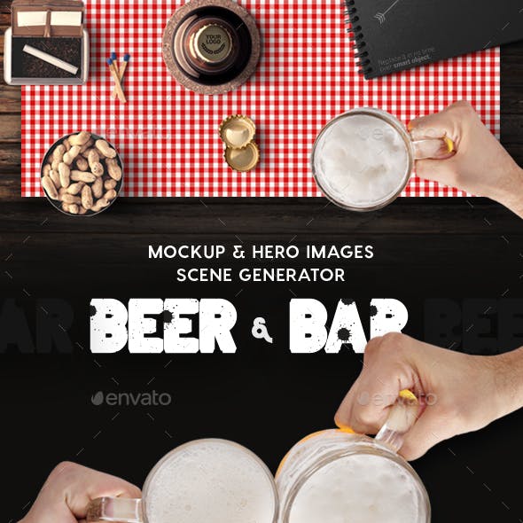 Beer & Bar Mockup & Hero Images Scene Generator