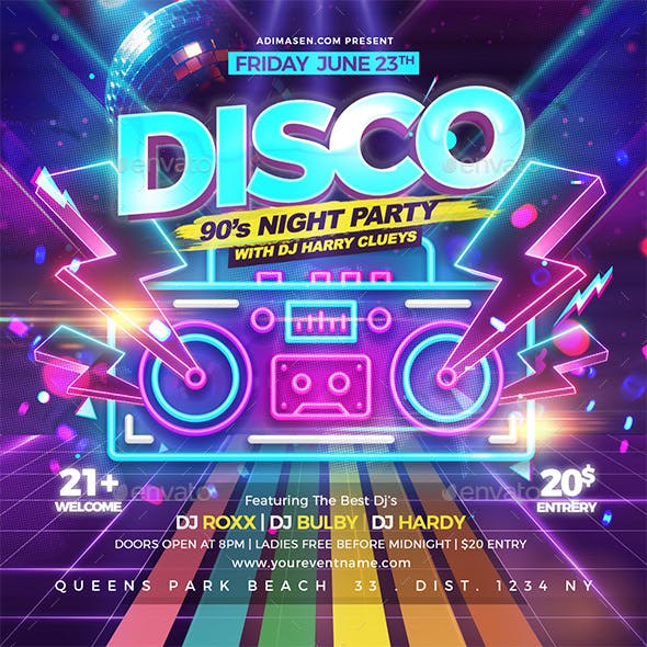 Disco 90's Party Flyer