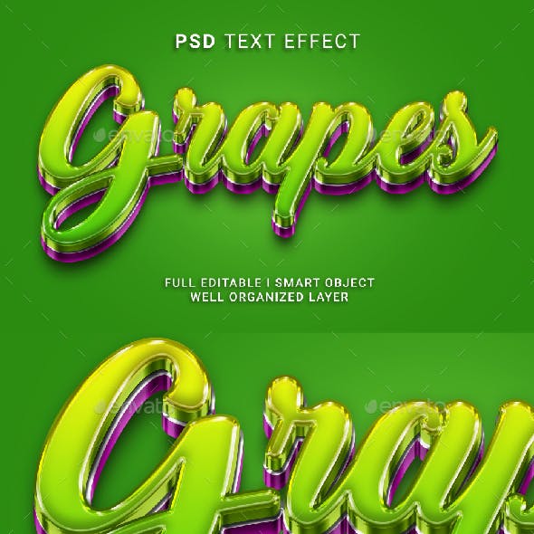Grapes 3D Text Effect Style for Photoshop