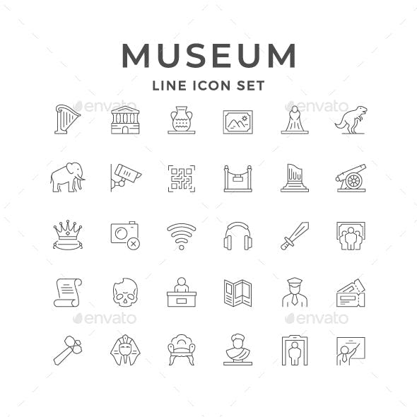 Set Line Icons of Museum