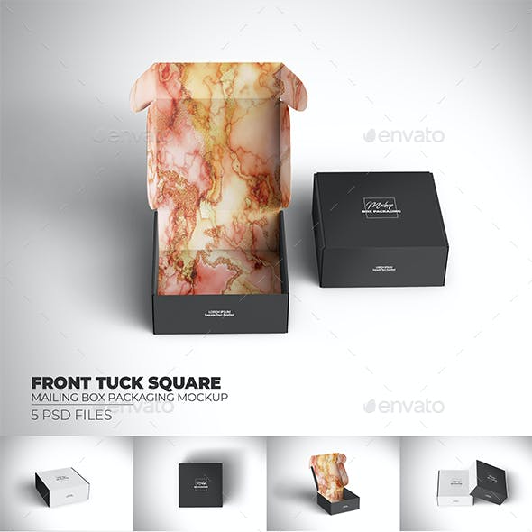 Front Tuck Square Mailing Box Packaging Mockup