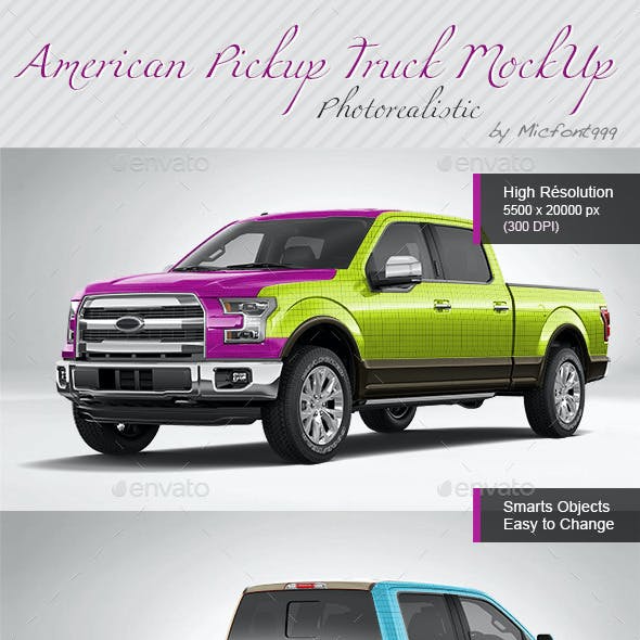 Photorealistic American Pickup Truck Wrap Mock-up