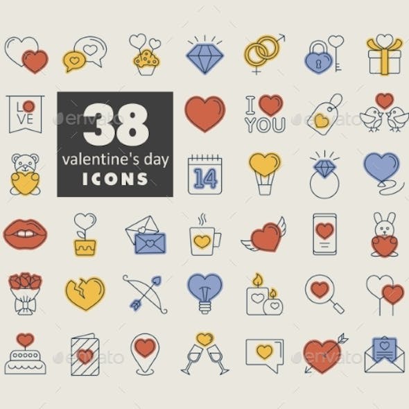 Valentine Day Set Vector Icons