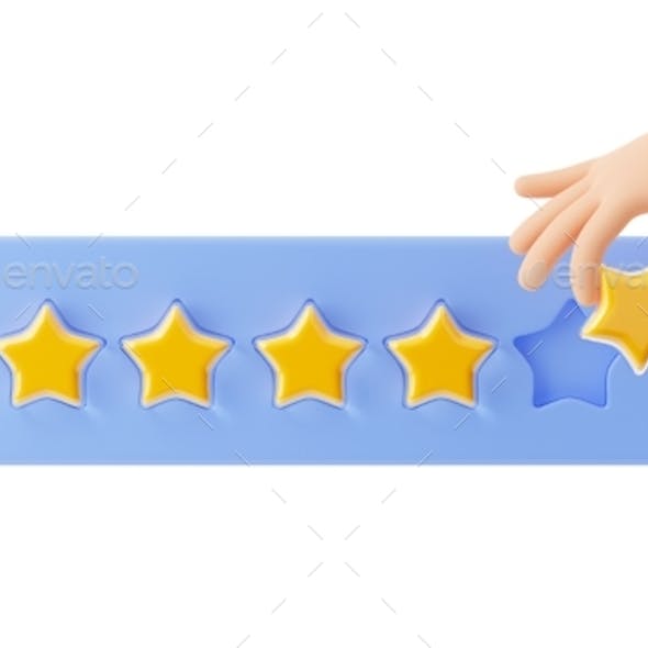 3D Render of Hand Adding or Removing Rating Star