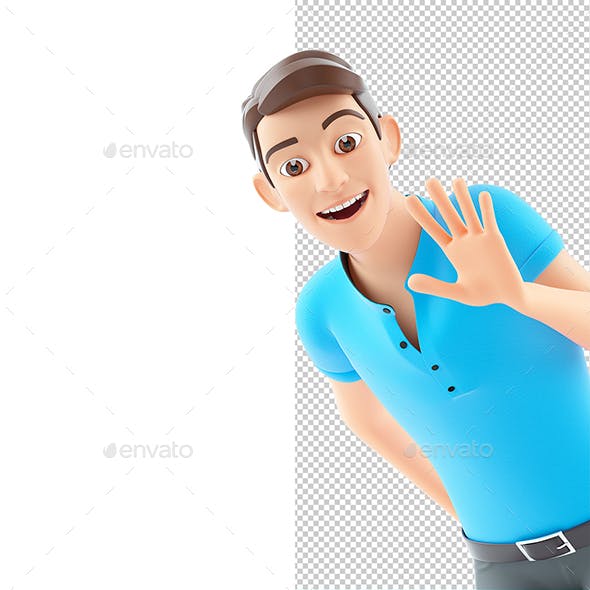 3D Portrait Man Saying Hello