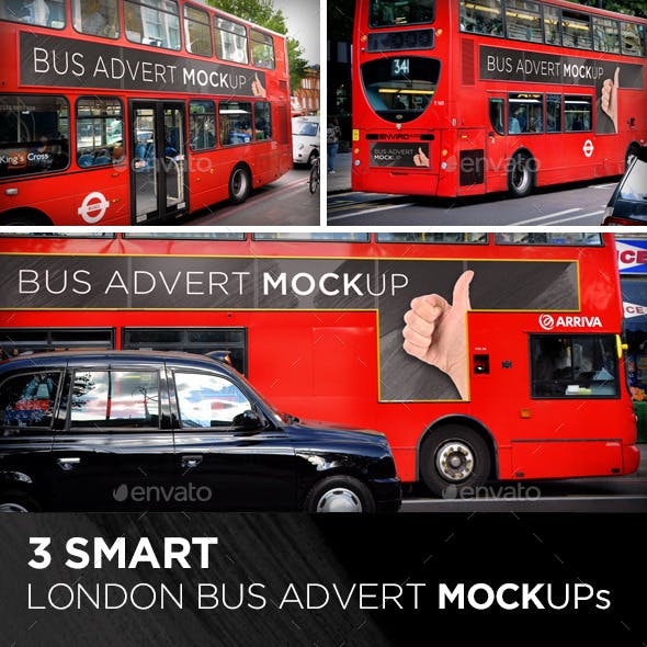 3 Smart London Bus Advert Mock-Ups